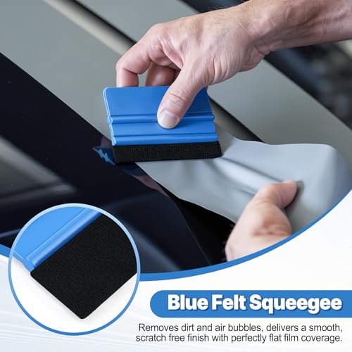 SINGARO 6PCS Vinyl Wrap Tool Kit, Window Tint Kits Include Felt Squeegee, Edge Trimmer Squeegee, Retractable Utility Knife and Blades, Vinyl Cutter Knife, Fits for Most Cars and Trucks - color: 6PC