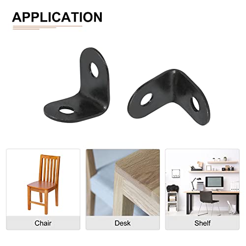 DTGN 0.47"x0.47"x0.35"(LxWxH) L Bracket Corner Braces -12Pack- Good for Mending Wooden Furniture - Metal Right Angle Brackets W/Screws - Black - size: 0.47"x0.47"x0.35"