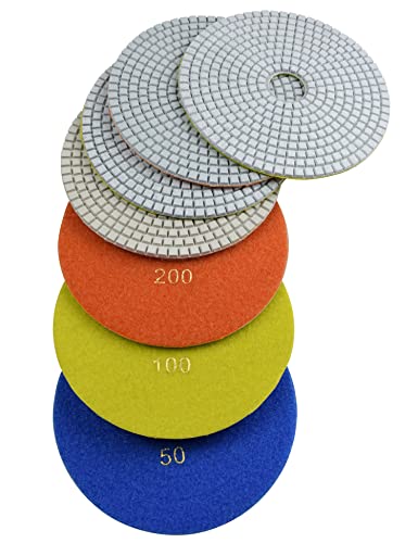 Wet 6" 7-Step Diamond Polishing Pads Flexible Sanding Tools Discs Buff - size: 6 Inch