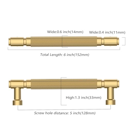 Asidrama 10 Pack 5 Inch(128mm) Champagne Bronze Cabinet Pulls Knurled Kitchen Cabinet Handles, Champagne Gold Cabinet Hardware for Cupboard Drawer Pulls - color: Champagne Bronze, size: 5" Hole Center, style: 10 Pack