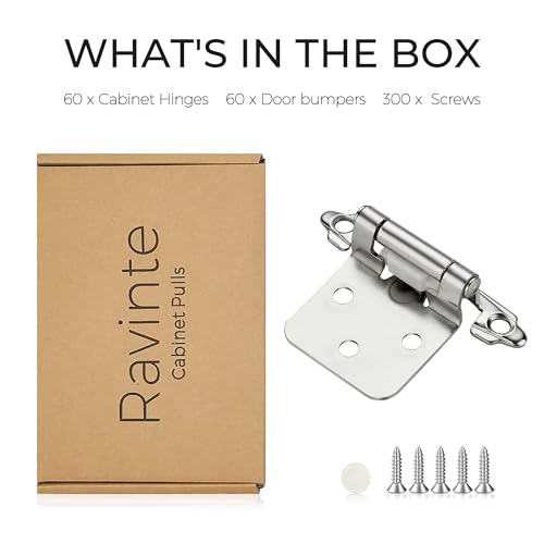 Ravinte Polished Chrome Cabinet Hinges 1/2 Inch Overlay, 60 Pack (30 Pairs) - color: Polished Chrome