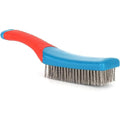 Stainless Steel Wire Brush, Home Kitchen Cleaning Brushes for Removing Rust, Sludge, Dirt Concrete with Rubber Covered Handle (Blue) - color: Blue