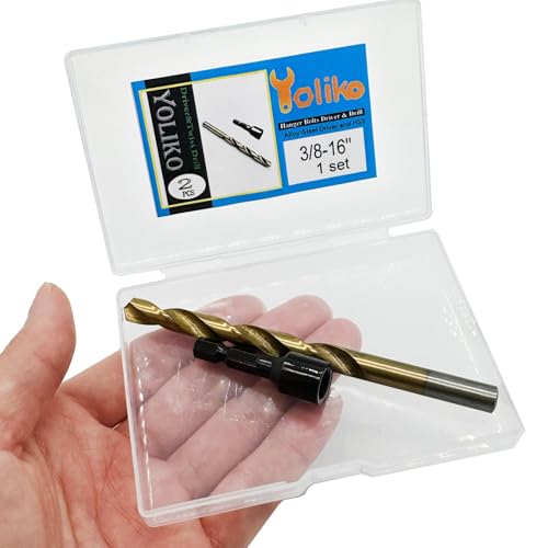 2 Pcs Hanger Bolt Driver and Drill, Alloy-Steel Driver with HSS Twist Drill for 3/8"-16 Double Headed Wood Screws Fully All Threaded Rod,Threaded Insert Hexagon Head Drivers and Drills Bits - size: Driver&Drill 3/8"