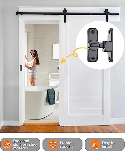 90/180 Degree Barn Door Latch Lock with Spacer, Grey, 1 Pack - color: Grey-1Pc