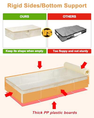 punemi Sturdy Under Bed Wedding Dress Storage Box, 3Pack, Beige - color: Beige, size: 3 Pack-6.7 inch Tall-Structured