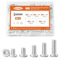 M8 x 10mm 12mm 16mm 20mm 25mm Flat Round Head Hex Socket Cap Screws Bolts, Furniture Screws, 304 Stainless Steel, Allen Hex Drive, Metric Fully Threaded, Bright Finish, Assortment Kit 50PCS - size: M8 x 10/12/16/20/25mm (50PCS)