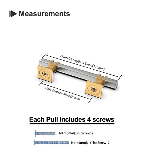 10 Pack 3 Inch Cabinet Pulls Brushed Nickel and Gold Cabinet Handles, Silver and Gold Dresser Drawer Pulls Brushed Nickel Kitchen Hardware - color: Brushed Nickel & Matte Gold, size: 3 inch (76mm) Hole Center Pull