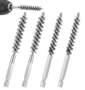 4 Pcs Bore Brush for Drill, Stainless Steel Round Wire Brush, Wire Bore Brush for Drill with 1/4 Inch Hex Shank, 8mm & 10mm | Twisted Wire Brushes for Golf Club Hosel Ferrule Rust Tube Cleaning