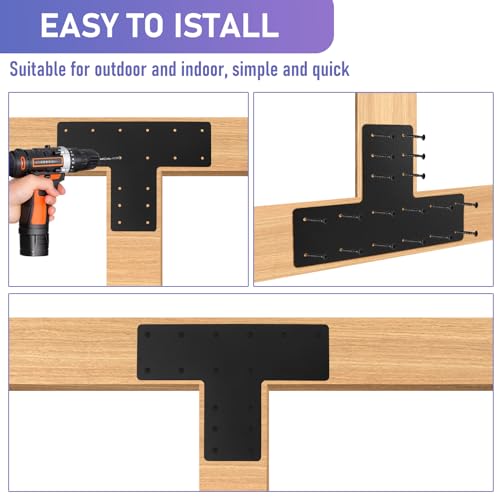 T Post Bracket 4PCS,16.8"x12" T Flat Mending Plate for Repair Framing - style: T Shape (16.8X12X5)