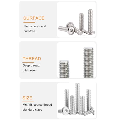 10pcs M6 x 75mmRivet Countersunk Socket Cap Bolts Screws Connecting 304 Stainless Steel - size: 10pcs M6 x 75mm