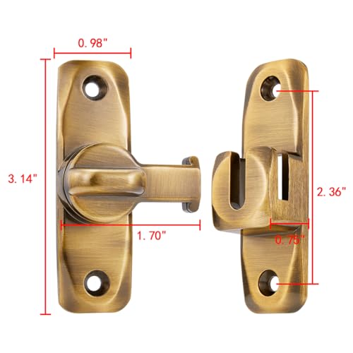 Brass Barn Door Latches,90/180 Degree Gate Lock_B - color: Brass