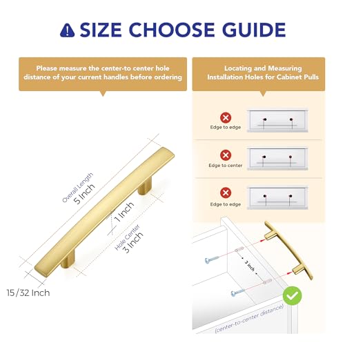Ravinte Brushed Gold Cabinet Pulls Curved Drawer Handles 3 Inch CC, 30 Pack - color: Brushed Brass