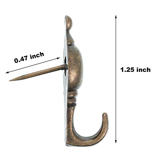 Hotop 30 Pieces Push Pin Hooks Picture Hanging Nails, Bronze - color: Bronze, style: Retro Style