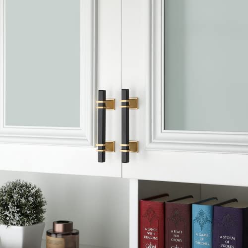 10 Pack 5 Inch Black and Gold Cabinet Pulls Black and Gold Cabinet Handles Kitchen Cabinet Handles Dresser Drawer Pulls Kitchen Cabinet Hardware - color: Black & Matte Gold, size: 5 inch (128mm) Hole Center Pull