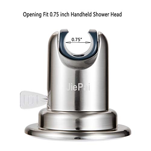 JiePai Suction Cup Shower Head Holder,Adjustable Handheld,Brushed Nickel | 20° adjustable angle,Removable,No-drill wall mount,fits 3/4 handheld,Works on tile glass metal,For bathroom/RV - color: Adjustable Holder-Brushed Nickel