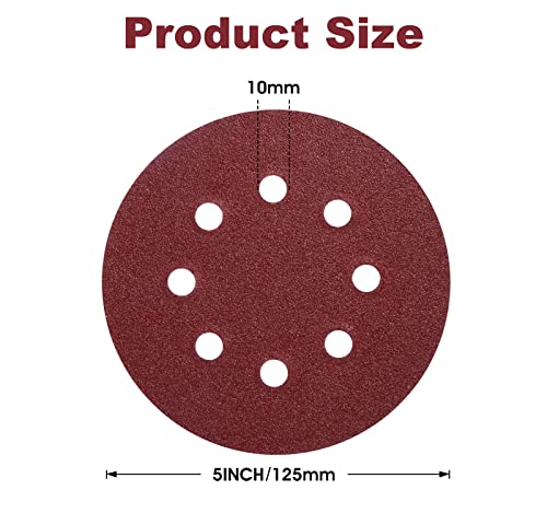 S SATC 150 PCS Sanding Discs 80 Grit Hook and Loop 5 Inch 8 Hole Adhesive Sandpaper for Woodworking and Automotive - style: 150PCS 5 Inch 80 Grit