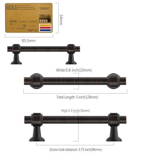 Amerdeco 10 Pack Oil Rubbed Bronze Cabinet Pulls 3.75 Inch(96mm) Hole Center Drawer Pulls Cabinet Hardware Kitchen Cabinet Handles for Bathroom ZH0069 - color: Oil Rubbed Bronze, size: 3.75" Hole Center