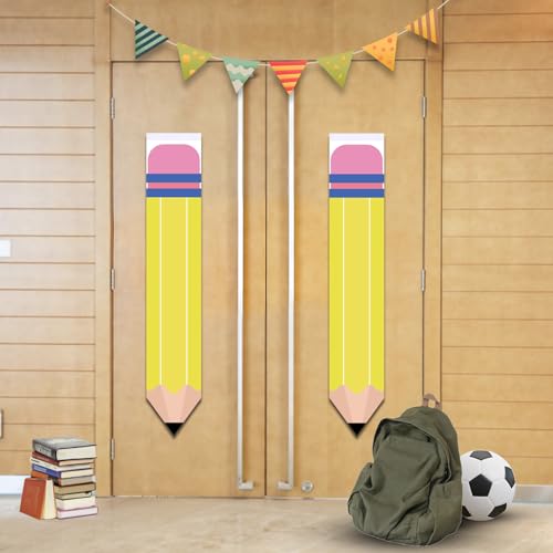2Pcs Yellow Pencil Shape Blackout Curtains for Classroom Door Window, Office, Porch, Room Cover Shade
