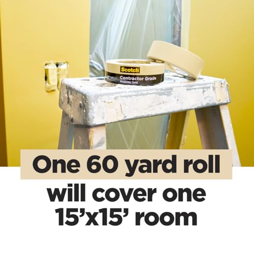 Scotch Contractor Grade Masking Tape 1 Inch Wide, 6 Rolls - size: 0.94" Width, style: 6 rolls