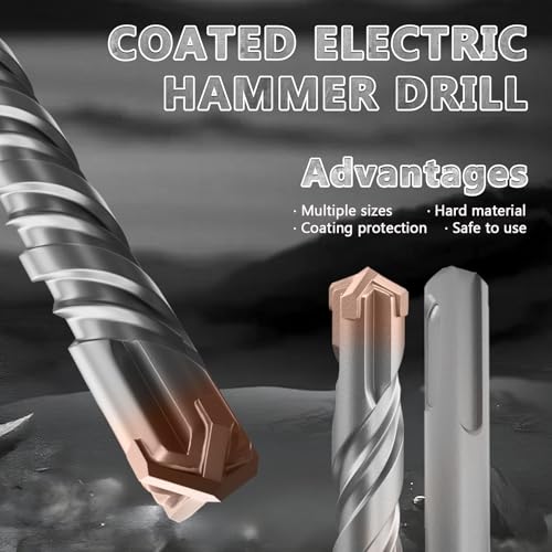 SDS Plus Rotary Hammer Drill Bit, 1-1/8"×10"（28mm×260mm） - 4 Carbide Cutting Edges & Coated Head | Heavy-Duty for Masonry, Concrete, Natural Stone, Brick Walls - size: 1-1/8"×10"（28mm×260mm）