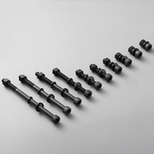 (30 Sets) M5 x 55mm Hex Socket Head Cap Screws Bolts and Nuts, Flat & Lock Washers Kits, 12.9 Grade Alloy Steel, Allen Socket Drive,Black Oxide Finish, with Hex Spanner - size: M5x55mm