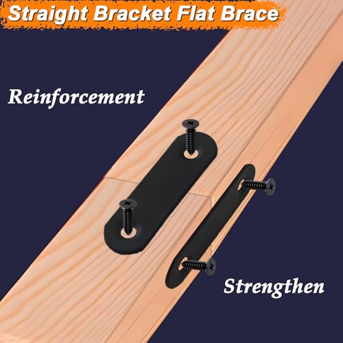 20 Pack Black Flat Bracket Straight Brace, 2.2 x 0.63 inch - color: Black, size: 20 Pcs / 2.2 x 0.63 in