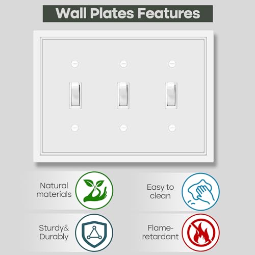 Triple Toggle Light Switch Cover Plate - size: 3 Gang Triple Toggle