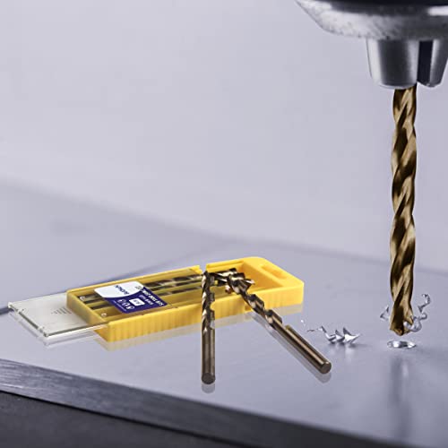5/16 Inch Cobalt Drill Bits 5Pcs - HPHOPE M35 HSS Metal Twist Drill Bits Set, Jobber Drill Bits Length and Straight Shank, Suitable for Drilling in Hard Metal, Stainless Steel, Cast Iron - size: 5/16-inch, 5Pcs