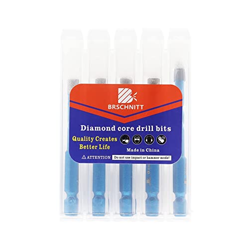 Diamond Drill Bit - BRSCHNITT 1/4 1/4 5/16 3/8 inch Masonry Drill Bits Set for Porcelain Tile Ceramic Stone Granite Marble,Hex Shank Diamond Hole Saw Drill Bit(5pcs/Pack). - size: 6/6/8/10mm+6mm