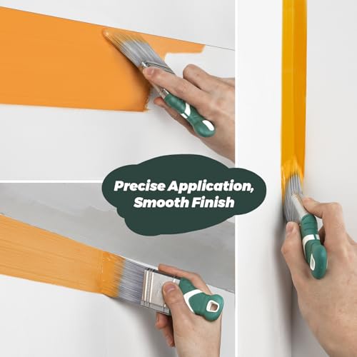 3 Pack 2" Angled Paint Brush Set, Synthetic Bristles, Rubber Short Handle - size: 2 Inch Angled, 3 Pack