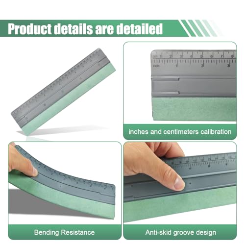 Vinyl Wrap Squeegee, Universal Car Wrapping Scraper with Ruler & Suede Felt Edge, Car Window Tint Film Installation Tool for Wallpaper Smoothing, Sign-Making Graphics Application (12 Inch) - size: 12 Inch