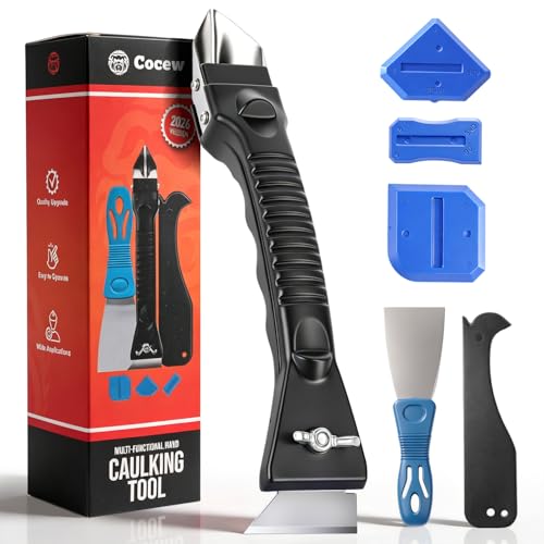 Silicone Caulking Tool Kit, Caulk Remover Tool, Putty Knife Scraper, 3 Glass Glue Corner Scrapers, Grout Removal Tool with Stainless Steel Head for Kitchen Bathroom and Window - color: 2-black