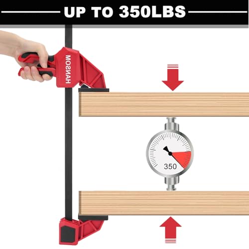 Upgraded 4-Pack 24 Inch Woodworking Clamps,Bar Clamps Heavy Duty 350LBS Throat Depth 3-1/3”,One-Handed Quick Grip/Spreader Wood Clamps Set with Quick Change Button