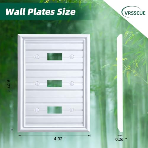 White Natural Material Triple Toggle Light Switch Cover Plates (1-Pack) - size: Triple Switch