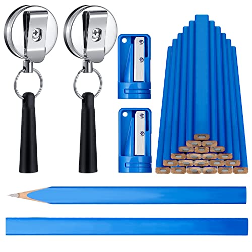Honoson 24 Pcs Carpenter Pencil with Sharpener,Blue Cover, Black Refill - color: Blue Cover, Black Refill
