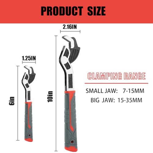 2Pcs Set of Self-locking Adjustable Wrenches, 6in and 10in Multifunctional Wrenches with an Opening Range of 7-15mm and 15-35mm, Self-adjusting Size, Suitable for Car, Bicycle, and Plumbing Repairs