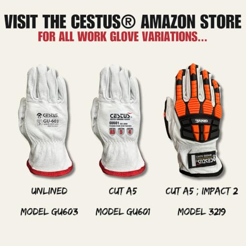 Cestus 3219, Goatskin Leather Impact Gloves, ANSI Cut A5 - size: Medium