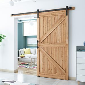 SMARTSTANDARD 8.2 FT Heavy Duty Sturdy Sliding Barn Door Hardware Kit,Black - size: 8.2 Feet