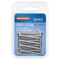 #10 × 1-1/2" Flat Head Phillips Wood Screw, Flat Head Self Tapping Screw Sheet Metal Screws Wood Screws, Stainless Steel 304 (18-8), 10 × 1-1/2-Inch, 50Pcs - color: Stainless Steel Screws, size: #10 x 1-1/2"