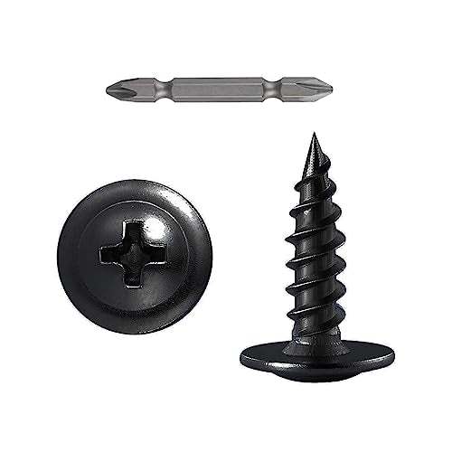 Wensilon（700 pcs）#4×1/2" Phillips Truss Head Wood Screws Black Galvanizing Quick Metal Self Tapping. - color: Black, size: #4×1/2"