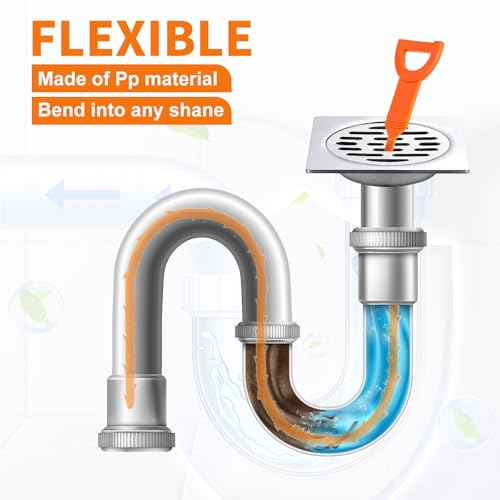 Drain Snake Clog Remover - 4 Pack 20 Inch Flexible Tool for Hair Clogs - color: Drain clog remover 4Pcs