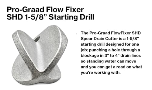 FlowFixer SHD Spear Head Drain Cutter 1-5/8" Starting Drill for 3"-4" Pipes - style: 1-5/8" Starting Drill