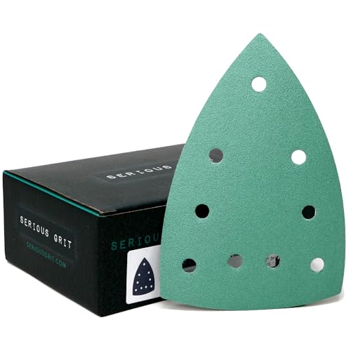 Serious Grit - 4" x 6" Delta P120 Grit Sanding Sheets - 50 Pack Box | Fits Festool DTS 400 & Mirka DEOS Delta Sanders - Heavy-Duty Hook & Loop Wet/Dry Film Sandpaper for Detail Work - size: 120 Grit