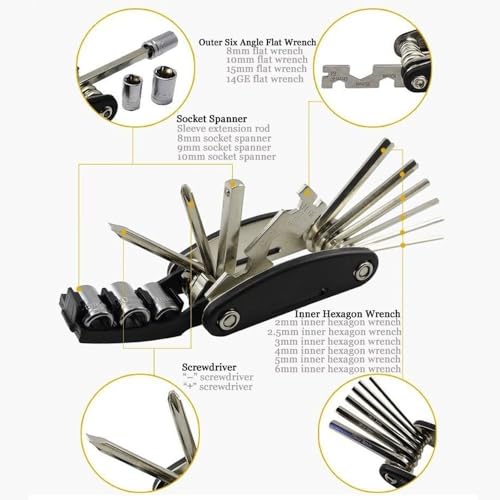 DAWAY Bike Repair Tool Kits - Bicycle Repair Bag & 120 PSI Bike Pump or Saddle Bag Set, with 16 in 1 Bicycle Multitool, Bike Tire Levers Wrench, Portable Patches Fixes - Practical Cycling Accessories - style: bike tool kits with mini bag
