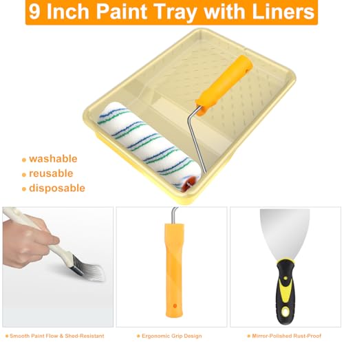 Leshein Paint Roller Kit with Extension Pole, Paint Brushes Set for Walls