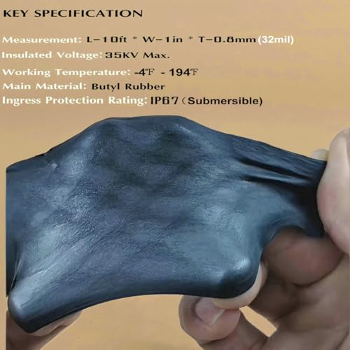 4 Rolls Butyl Rubber Self-Fusing Tape | IP67 Waterproof & 35KV Insulated | Extreme Cold/Hot Resistance (-4°F to 194°F) | for Electrical Joints, Pipe Leaks, Handlebar Grip Wrap (1" x10FT)