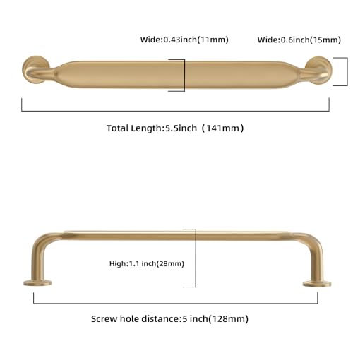 10 Pack 5 Inch Cabinet Pulls Champagne Bronze Kitchen Handles Zinc Alloy Drawer Pulls Solid Cabinet Hardware - color: Champagne Bronze, size: 5'' Hole Center(128mm)