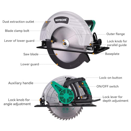 Hoteche 12-Inch Circular Saw 4-HP Compact Portable Table Saw with Saw Blade for Desktop Use - size: 12-Inch 2800W