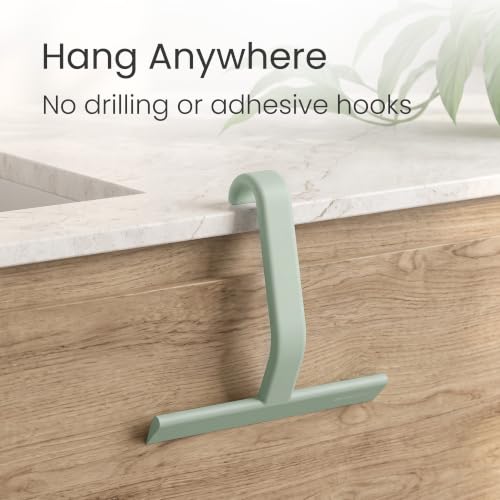 dancemoon JustHang Shower Squeegee with Built-in Hook, 10'' Matte Green - color: Matte Green