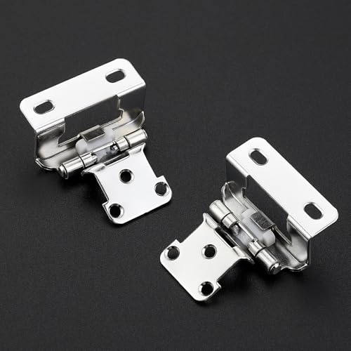 Ravinte Polished Chrome Semi-Overlay 1/2 inch Self-Closing Hinges, 10 Pack - color: Polished Chrome